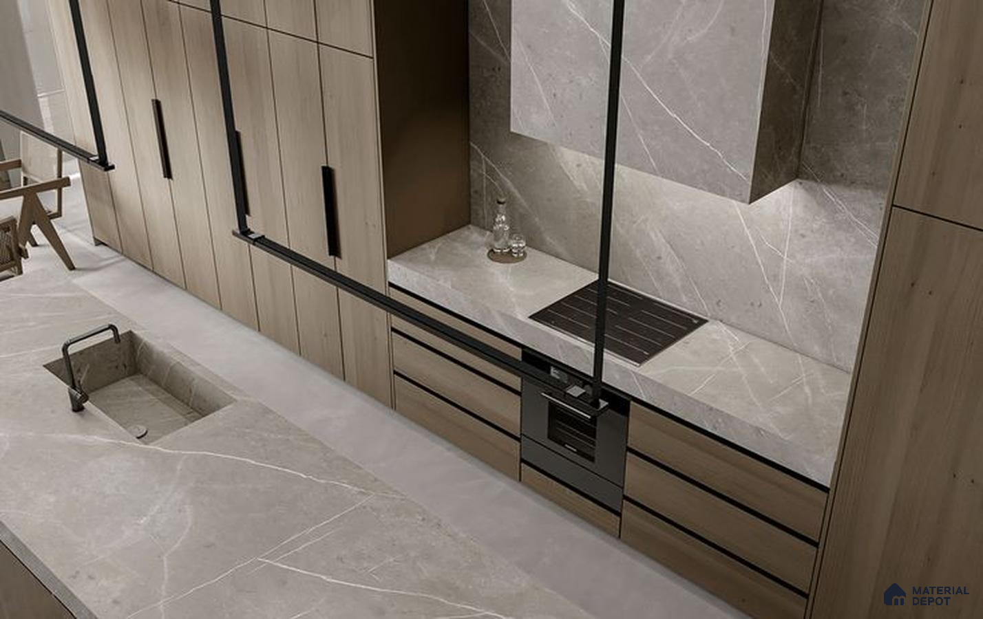 a bathroom with a large tub in the middle of the room and two sinks and two sinks on the wall next to a bathtub in front of a large window that has a bathtub in the outside patio